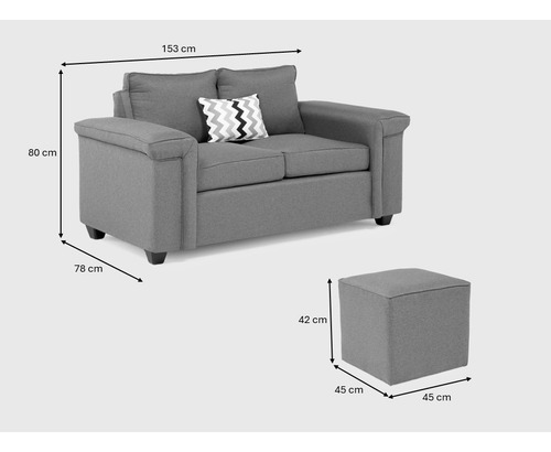 Sofá Cottoni 2 Cuerpos + 2 Pouf Sicilia Tela