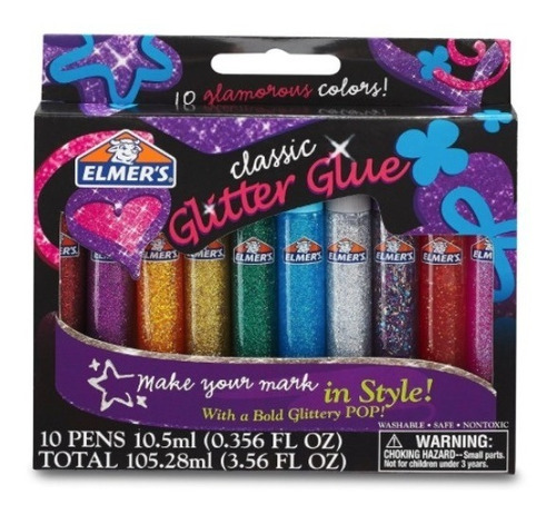 Classic Rainbow Glitter Glue Elmer's 10 Pens Xtreme C 