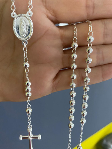 Imagen 6 de 9 de Collar Rosario Cruz Virgen En Plata .925 Agálea Joyería