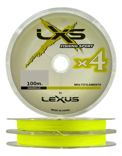 Multifilamento Lxs Pesca Bobina 100m 4x Hebras Todas Medidas Color Amarillo 0.30 Mm