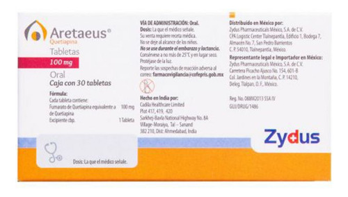 Aretaeus 100 Mg Caja Con 30 Tabletas