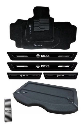 Imagem 1 de 10 de Kit Tampão + Descanso + Tapete + Soleira Nissan Kicks 2022
