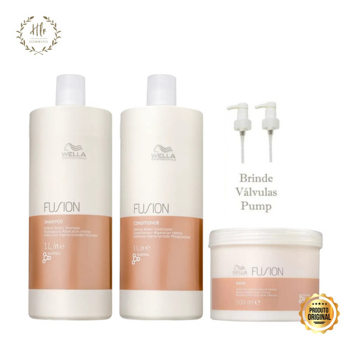 Wella Fusion Kit Tratamento Reconstrução 3x1 Litro + Brinde