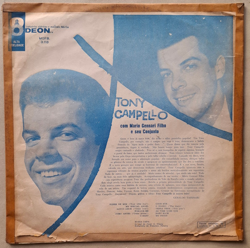 Lp Tony Campello Rock Around The Girls 1959 Época Vinil Estandar (Usado)