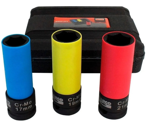 Imagen 1 de 9 de Bahco Set Tubo Alto Impacto X 3 Fino Serie Larga Bwss12p3 Pr