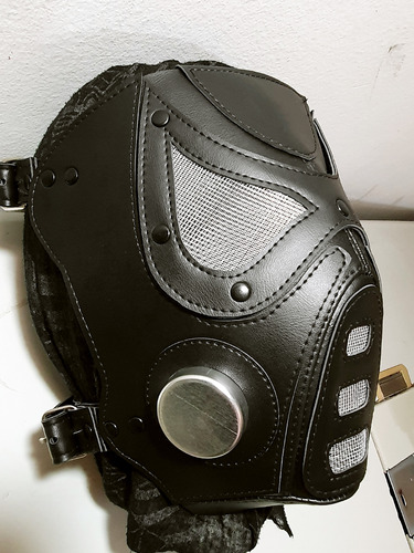 Máscara Cyber Punk Eco Cuero Amarillo Halloween Fiestas Rg Negro Mascara Gas Cyberpunk