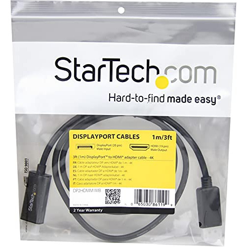 Startech.com Cable Displayport A Hdmi De 3 Pies (1 M) - 4k 3