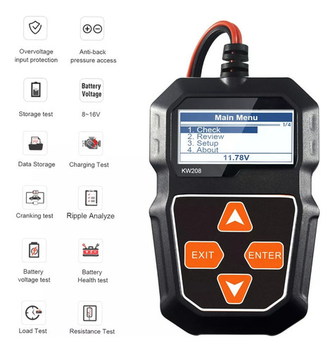 Para Testador De Carga De Bateria De Carro Konnwei Kw208