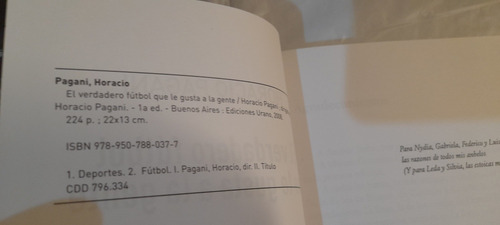 El Verdadero FĂștbol Que Le Gusta A La Gente Horacio Pagani (Usado)
