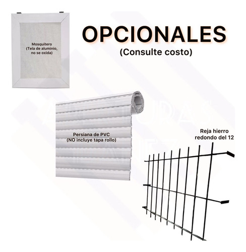 Ventana Balcon 240x200 Vidrio Entero 4mm, Dos Hojas Corrediz Blanco