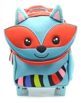 Comprar Mochila Escolar Funny Land Lobo Colorido Con Carro Color Rojo Diseño de la tela Liso