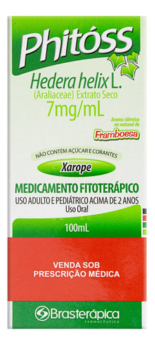 Xarope Phitóss 7mg/ml Framboesa Brasterápica Caixa 100ml