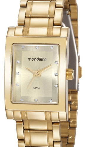 Relógio Mondaine Feminino Dourado Quadrado Barato