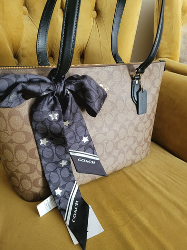 Bolsa Coach Gallery Signature Tote Khaki /black Ch504