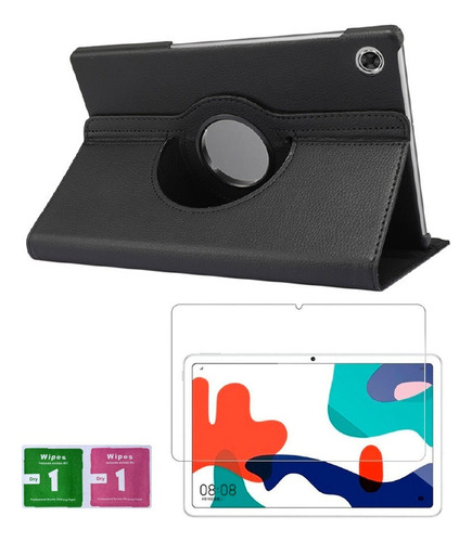 Combo Funda Para Huawei Mate Pad T8  Giratoria Negro + Mica