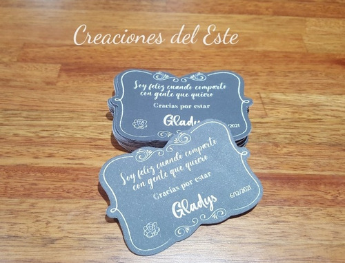 Imagen 3 de 5 de Tags Etiquetas Personalizadas Estilo Pizarra X 10 Unidades