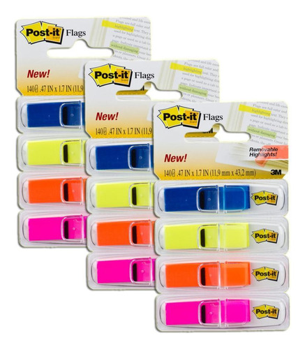 Post-it Lembrete Flags 3m 4 Cores 140fls Kit 3