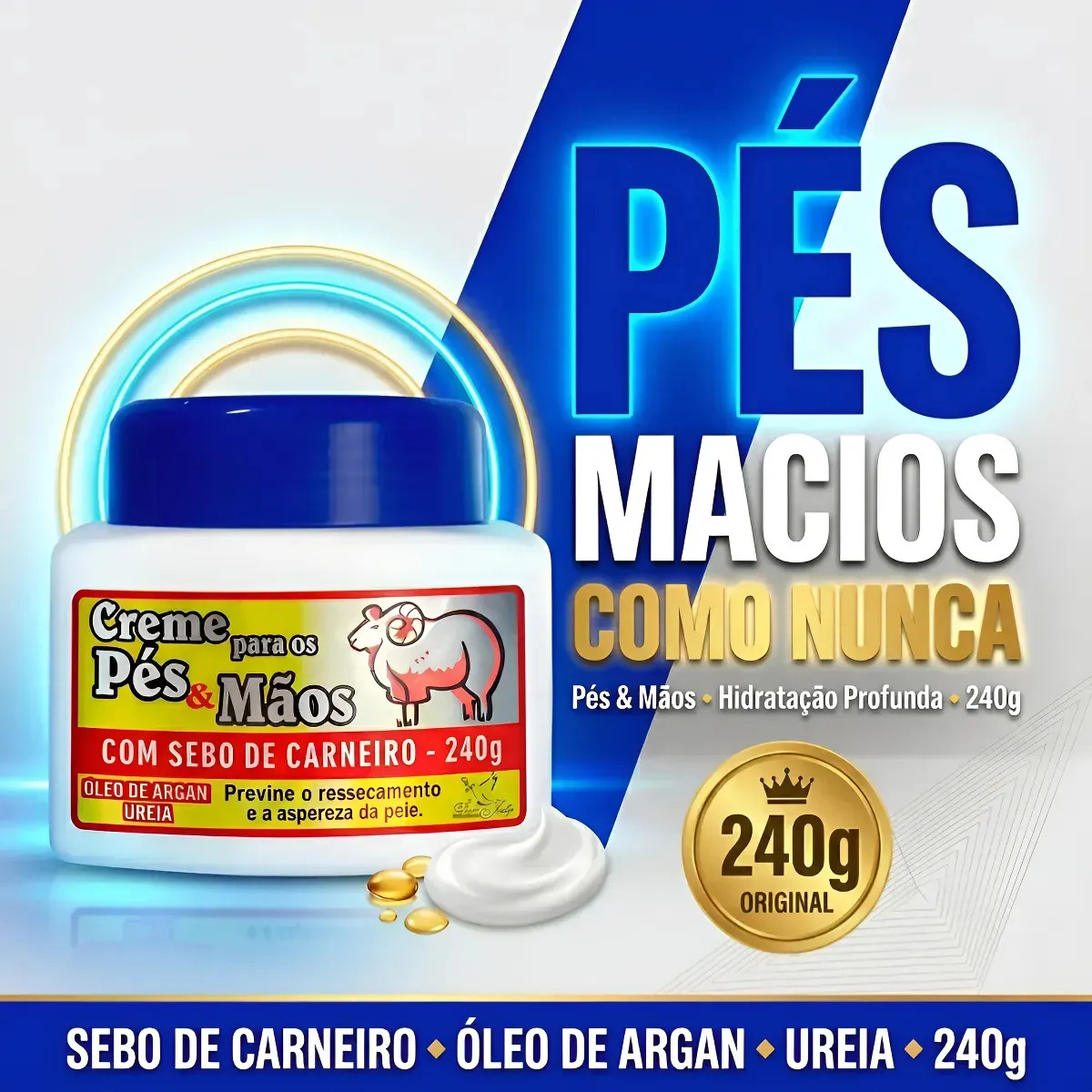 Creme Hidratante Pé Mão Sebo De Carneiro Ressecamento 200g Neutra