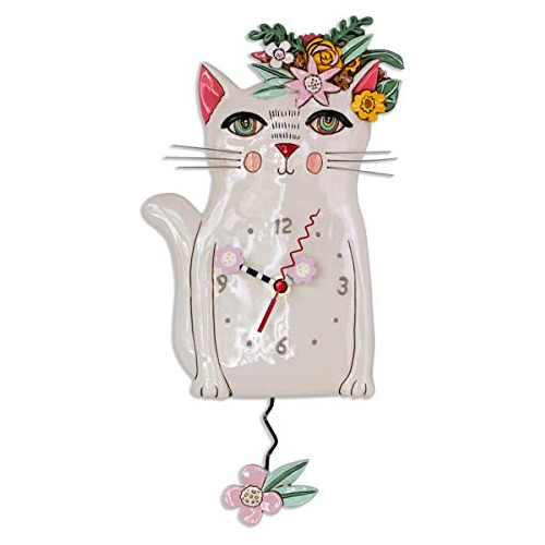 Reloj De Péndulo Oscilante P1993 Diseño De Gato Bonit...