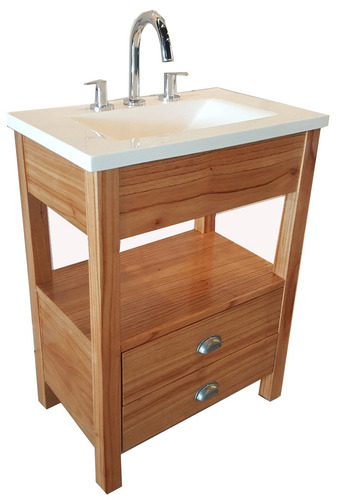 Imagen 1 de 7 de Vanitory 62cm De Ancho Color Miel Con 2 Cajones