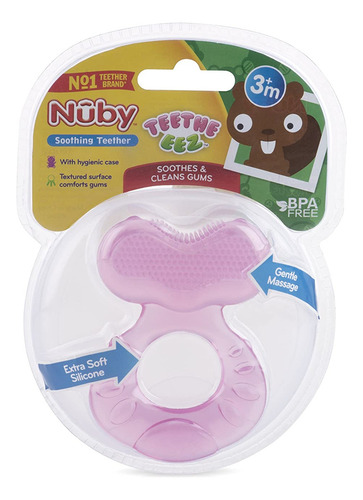Mordedor Nuby Teethe-eez, De Silicona Suave Con Cerdas, Rosa