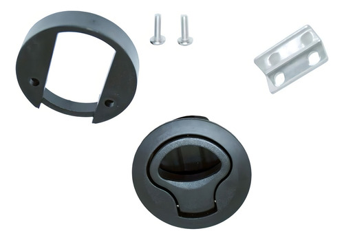 Puxador Trinco Náutico Redondo Nylon 61x35mm S/ Chave Preto