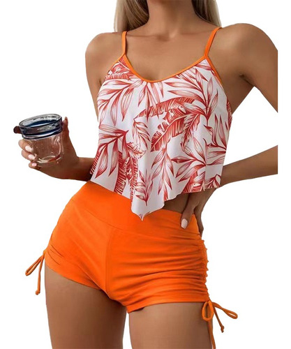 Tankini Mujer Traje De Baño Floral De 2 Piezas Para Mujer