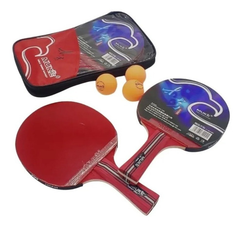 Kit Ping Pong Tenis Mesa Muke Set 2 Raquetas 3 Pelotas 
