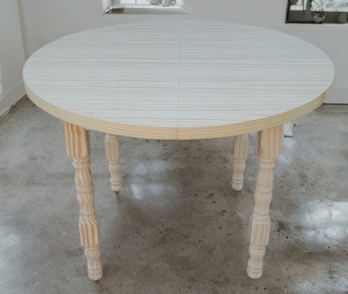 Mesa Redonda Trampa Extensible 1.1a1.5m Living Comedor Pino Sin Color