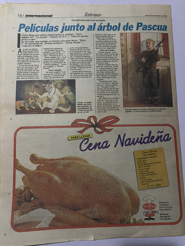 Suplemento Estreno Del Diario La Tercera Año Diciembre 1990 (Usado)