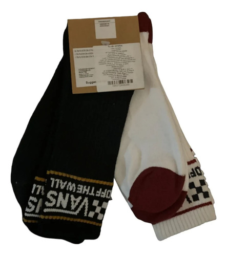 Calcetines Vans Largos Para Hombre (2 Pares) Blanco / Negro Liso 27-31