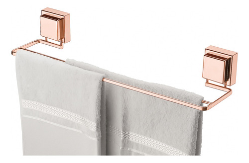 Suporte Porta Toalha De Banho Duplo Banheiro Toalheiro Banheiro Fixação Com Ventosa Sucção Sem Furo Rose Gold Future