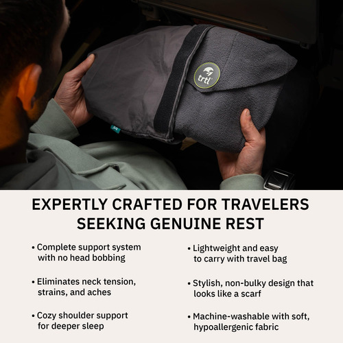 Almohada De Viaje Soporta Cuello Y Hombro Gris Lavable