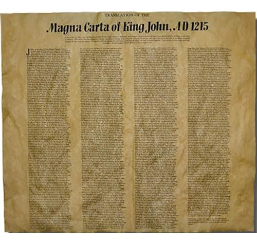 Magna Carta Of King John, 1215. 16  X 14  English Trans...