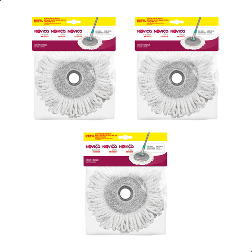 Kit 3 Refil Mop Twister/slim/easy Noviça
