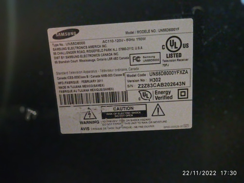 Imagen 3 de 5 de Televisor Samsung Un55d8000yfxza 55pulgadas Para Repuesto