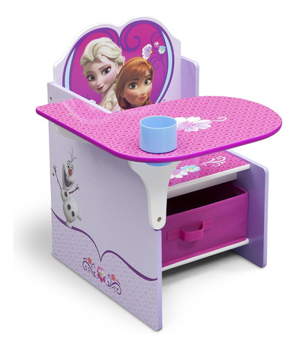 Mesa De Escritorio Con Silla Y Compartimento Diseño Frozen