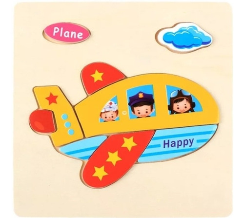 4 Rompecabezas Didáctico Madera 3-d Infantil
