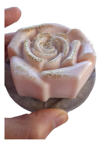 Vela Aromatica De Cera De Soja Modelo Rosa Con Glitter. 