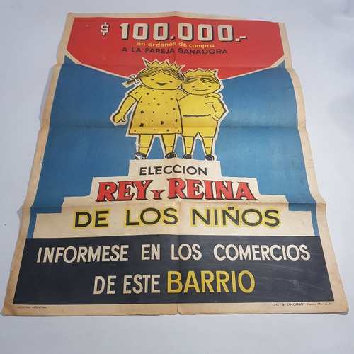 Antiguo Afiche Carnaval 1940 Elección Niño Rey Mag 60988