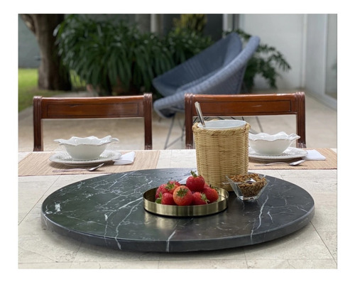 Base Giratoria Lazy Susan Mármol Negro Monterrey 60 Cm
