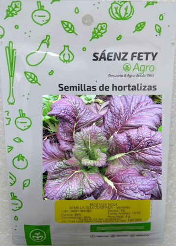 Semilla Seleccionada Aromatica Mostaza Roja Sobre 8 Grms