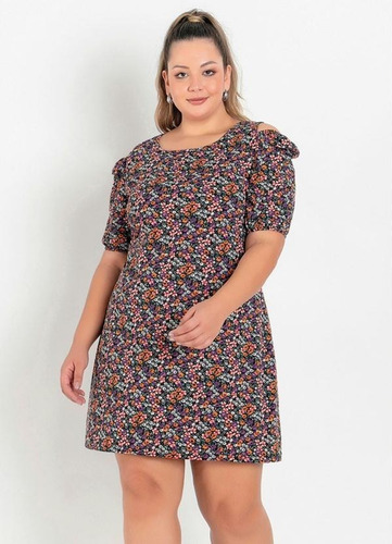 Imagem 6 de 6 de Vestido Mangas Recorte Vazadas Soltinho Plus Size Feminino