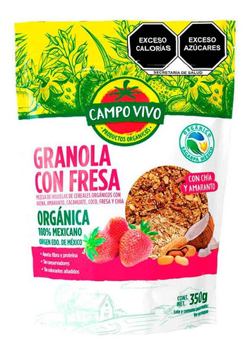 Granola Campo Vivo Con Fresas Orgánica 350g