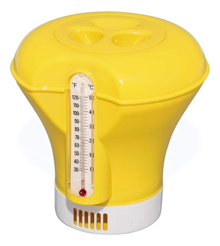 Flotador Quimico P/cloro En Pastillas C/termometro Amarillo