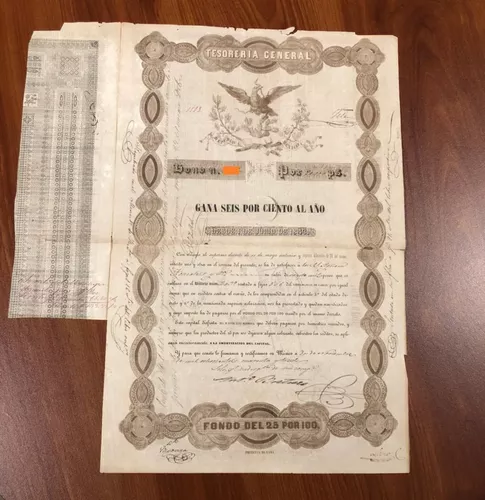 Bono - Aguila Negra - 20,000 Pesos, 6% Al Año, 1843 | MercadoLibre