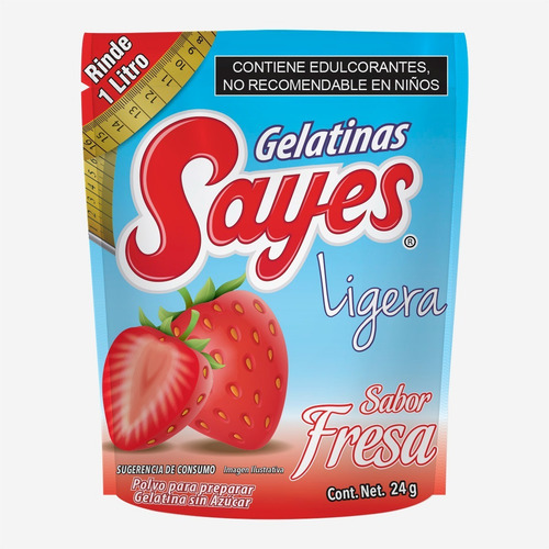 Imagen 3 de 4 de Gelatina Ligera Light Sayes Sabor Fresa 24 Piezas De 24gr