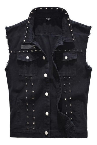 Chaleco Vaquero Para Hombre, Estilo Punk Rock, Con Remaches