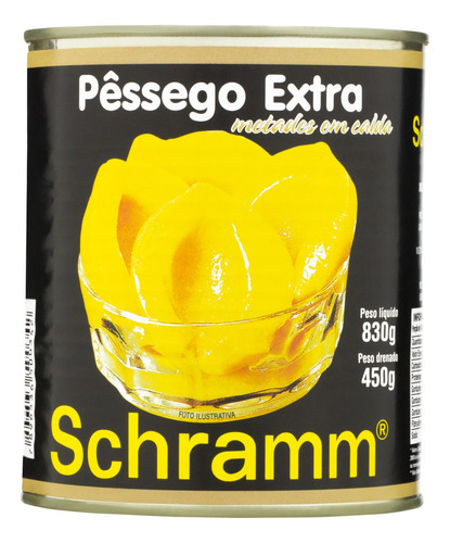 Pêssego Extra em Calda Metades Schramm Lata 450g