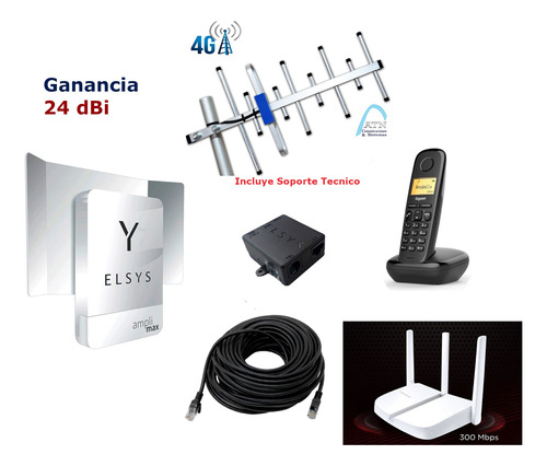 Internet Rural 4g Con Telefono, Amplimax, Antena Yagi 24 Dbi